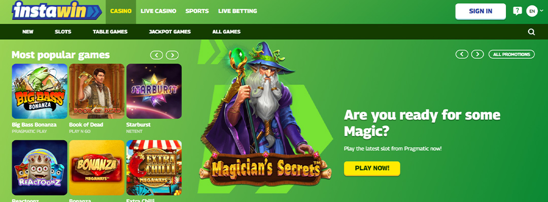 InstaWin-Casino main page banner