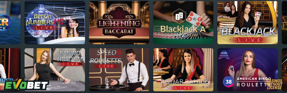 Evobet live casino category