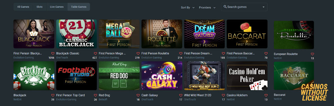 Gamdom casino table games