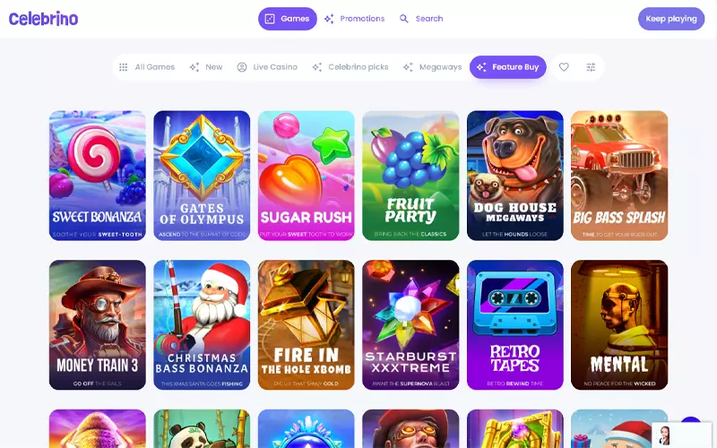 Celebrino casino feature buys