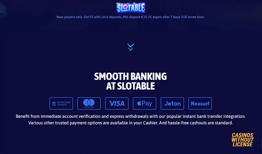 banking options at slotable