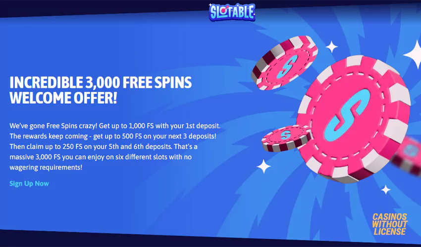 Welcome Bonus at Slotable Casino