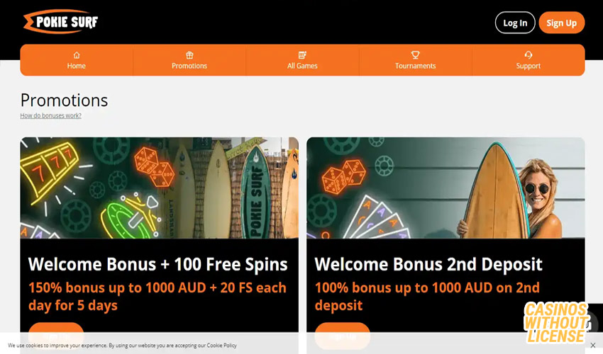 welcome bonus on pokiesurf