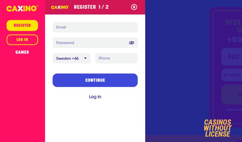 How to register at Caxino Casino