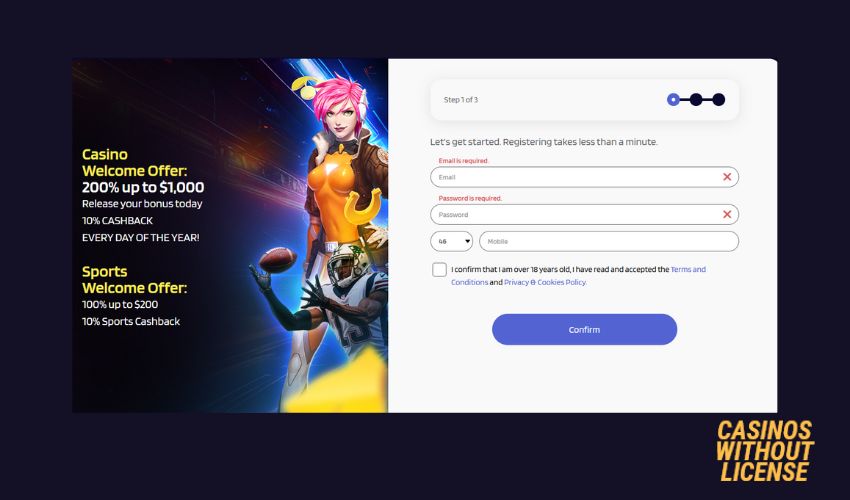 LyraBet casino review of signup process