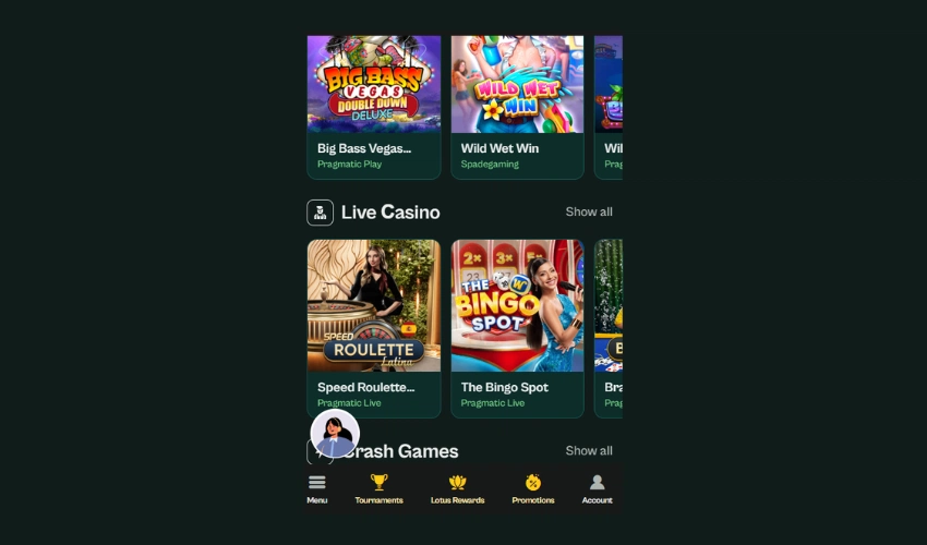 Spinzen Casino Mobile Interface