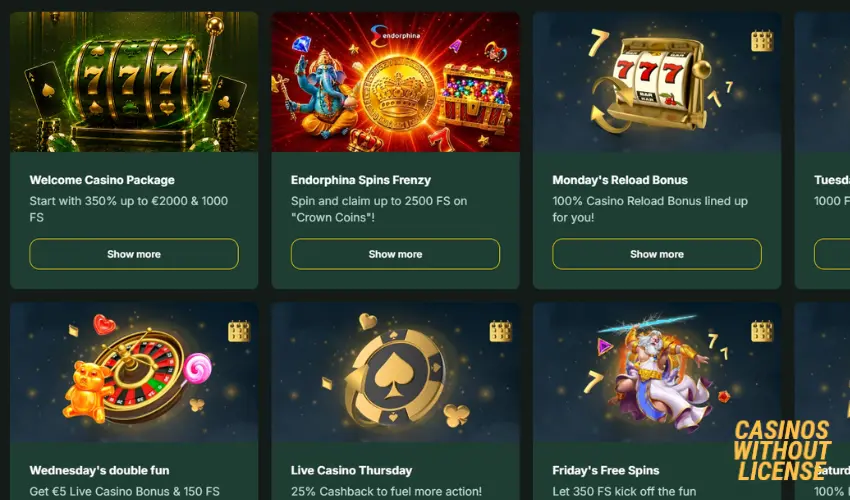Casino bonuses at SpinStag