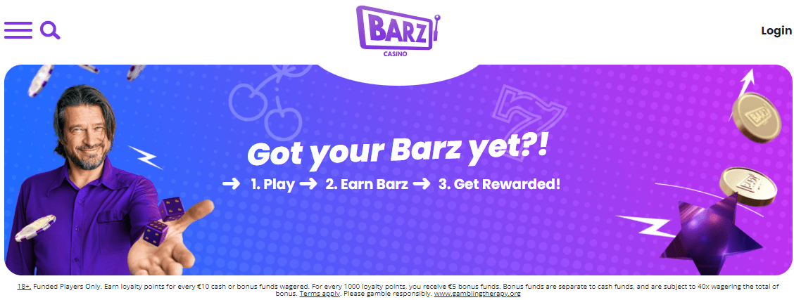 Barz casino Rewards banner